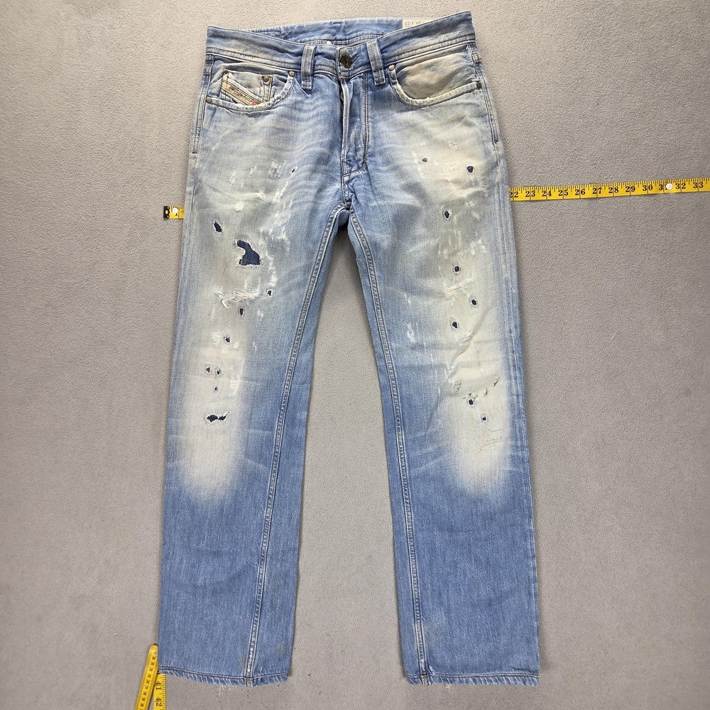 Diesel Jeans Mens 29x32 Blue Larkee Distressed Button Fly Made In Italy 008YF